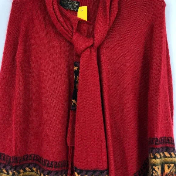 Vibrant Red Sleeveless Poncho | Versatile for All Seasons - Picture 6 of 6
